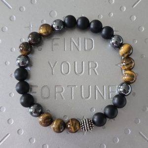 Tiger Eye, Hematite, & Matt Black Onyx 8mm Bracelet