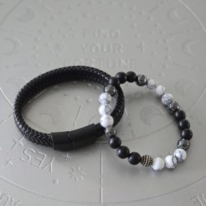 Howlite & Black Wawen 8mm Bracelet Set