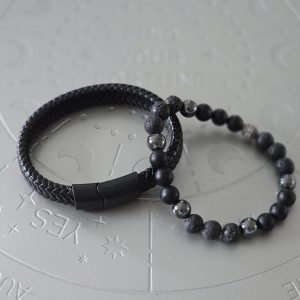 Lava & Black Wawen 8mm Bracelet Set
