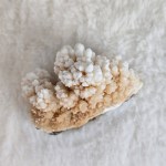Close-up of a Cave Calcite (Popcorn Calcite) Cluster, showcasing its coral-like formations and soft peach-white hues