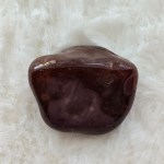 Close-up of a single Carnelian Agate Tumbled Stone, showcasing its warm, fiery tones and smooth finish.